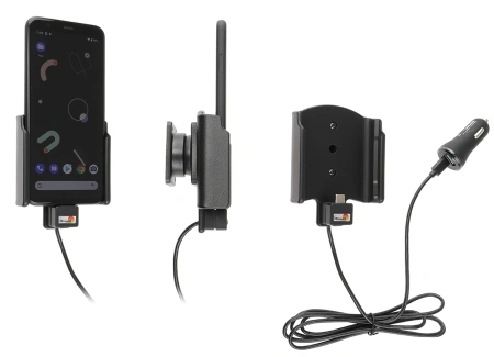Brodit Aktiv hållare med USB-kabel och cigg-adapter, Google Pixel 4