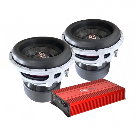 2-pack B² Audio RAGE XL 12D1 V2 med Bass Habit SE8000.1D1, baspaket