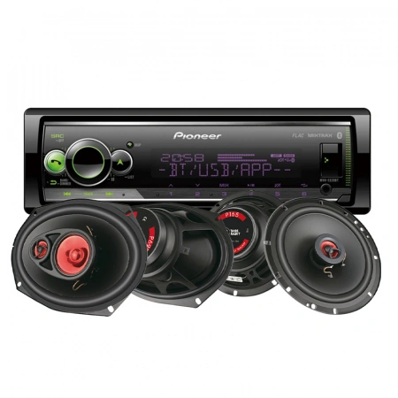 Pioneer MVH-S520BT & Bass Habit Play-högtalare